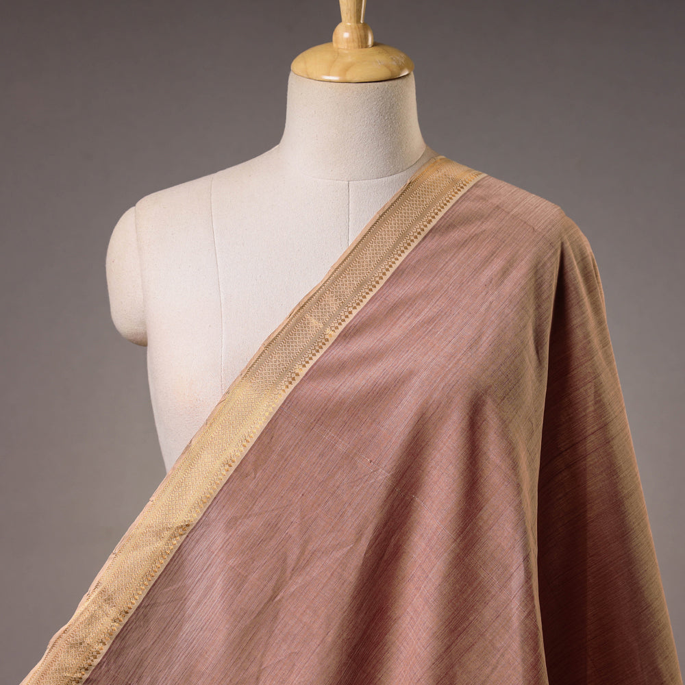 Peach -Original Mangalagiri Handloom Cotton  Zari Border Fabric