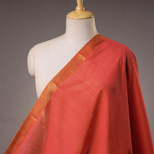 Persian Red - Original Mangalagiri Handloom Cotton  Zari Border Fabric