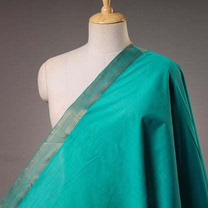 Green - Sky Blue - Original Mangalagiri Handloom Cotton  Zari Border Fabric