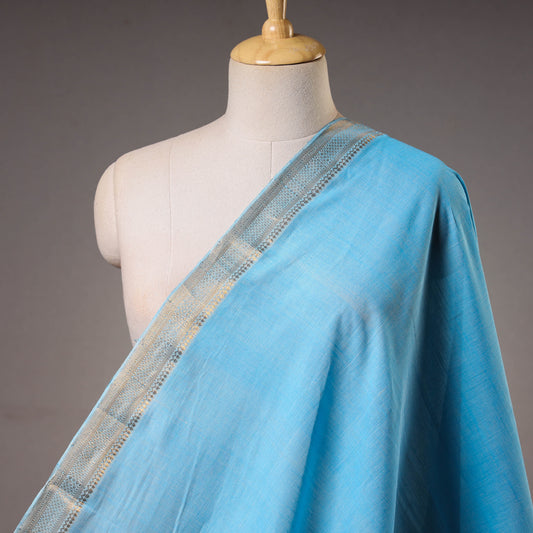 Light Sky Blue - Original Mangalagiri Handloom Cotton  Zari Border Fabric