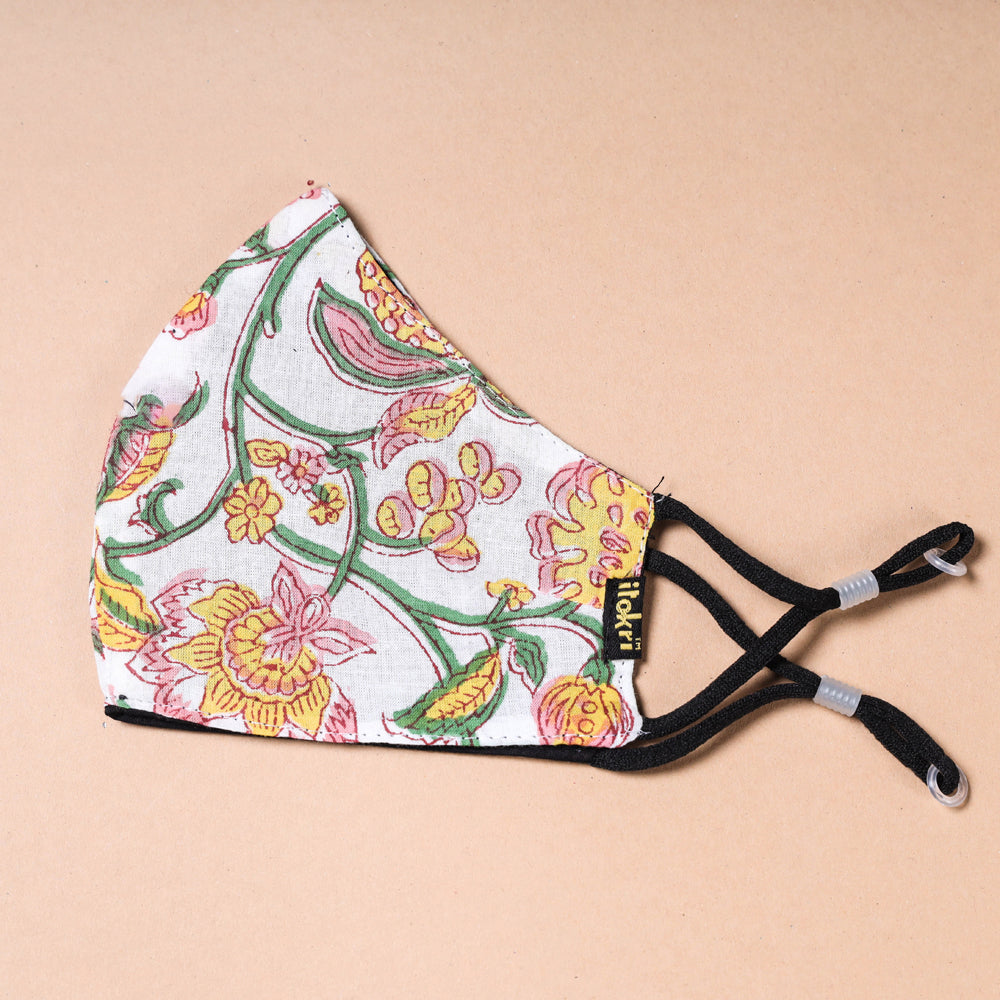  Sanganeri Block Print Cotton 3 Layer Snug Fit Face Cover 