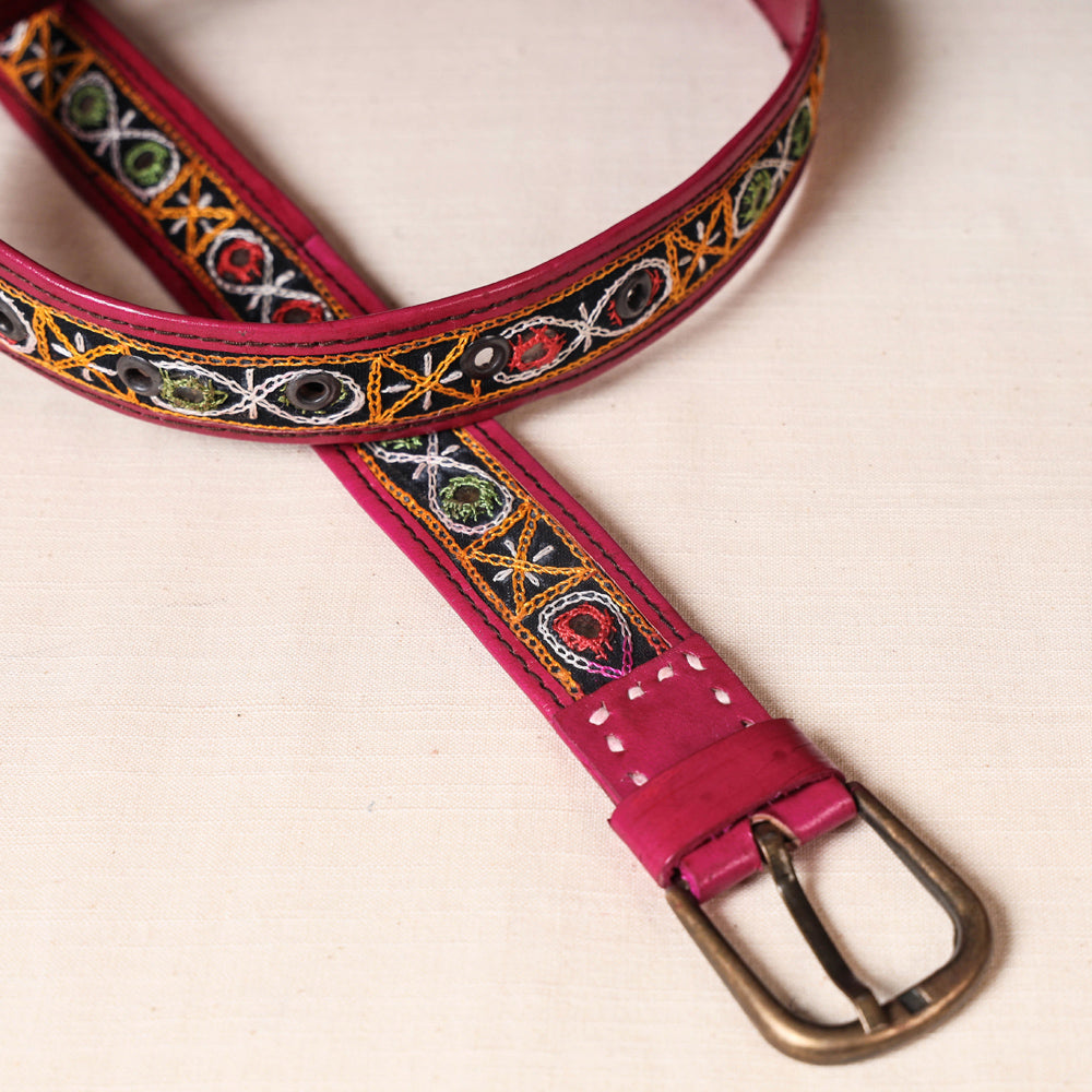  Mirror Work Kutch Embroidery Pure Leather Belt 