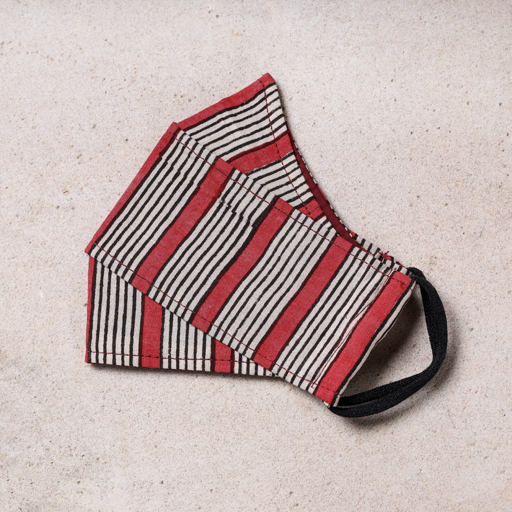  Bagru Block Printed Cotton 3 Layer Maska Snug Fit Face Cover 