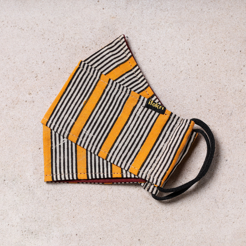  Bagru Block Printed Cotton 3 Layer Maska Snug Fit Face Cover 