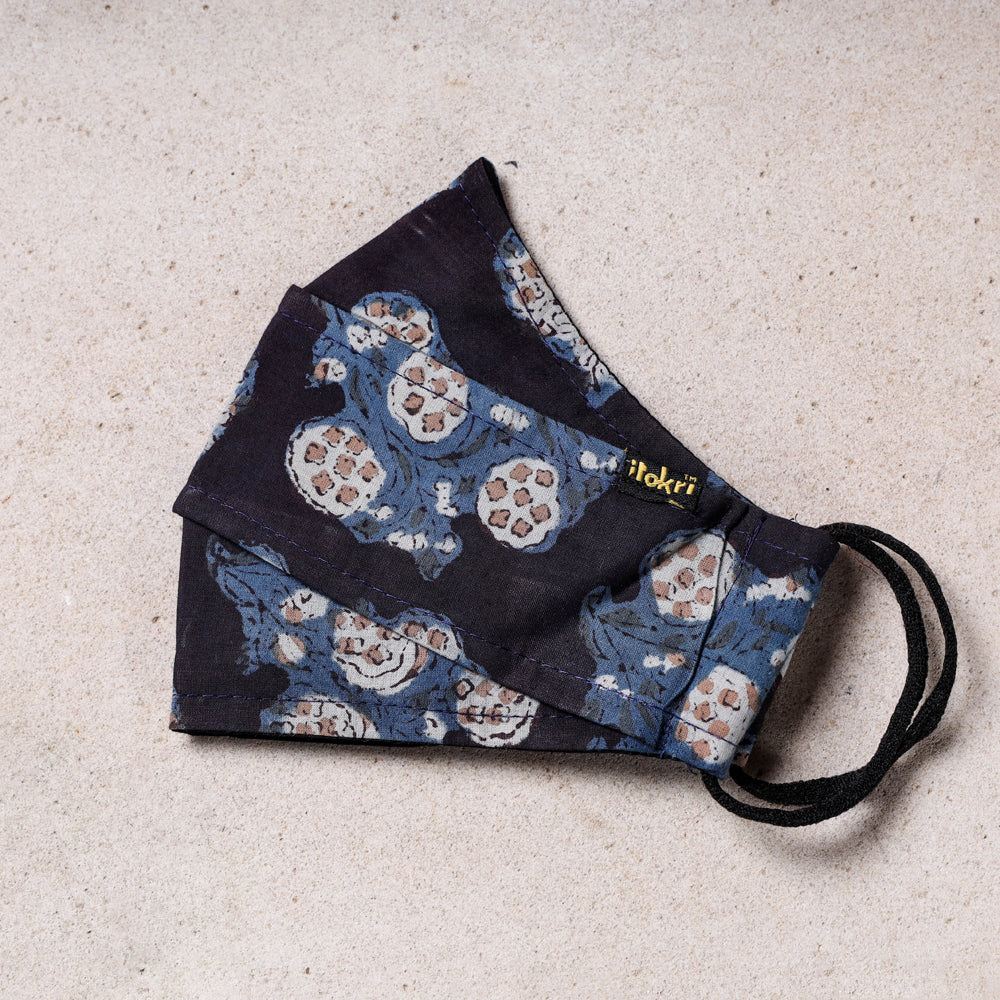  Bagru Block Printed Cotton 3 Layer Maska Snug Fit Face Cover 