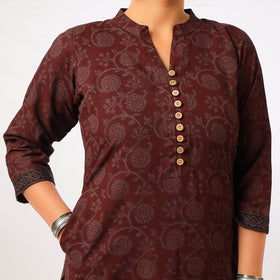 Buy Block Print Cotton Straight Bagh Kurta For Women