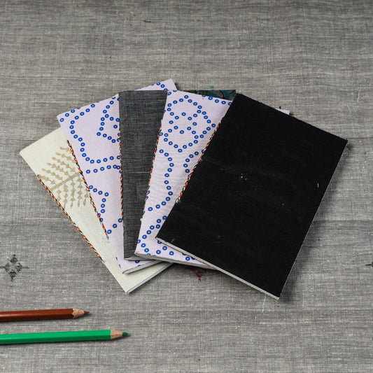 Fabric Cover Handmade Paper Slim Notebook (Set of 5)