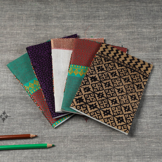 Fabric Cover Handmade Paper Slim Notebook (Set of 5)