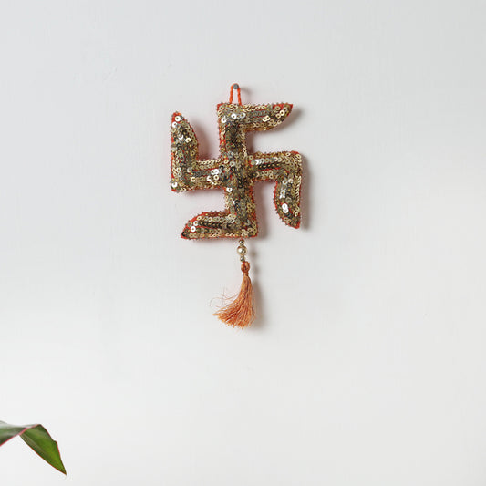 Swastik - Hand Embroidered Sequin & Beadwork Hanging