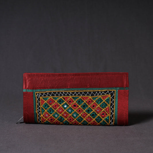 Mashru Silk Kutchi Ahir Embroidery Handmade Clutch Wallet