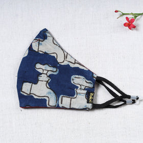   Bindaas Block Printed Cotton Snug Fit Face Cover 