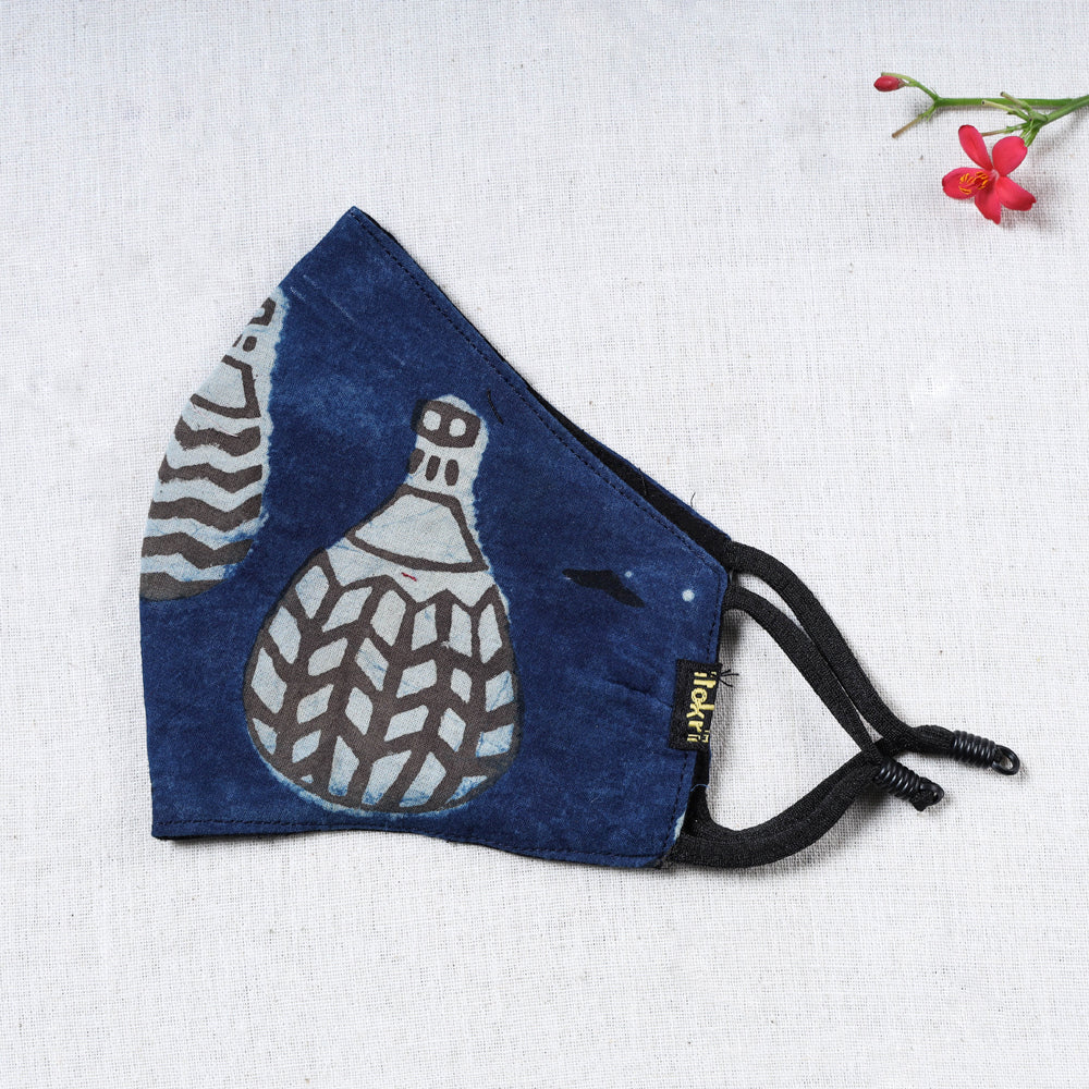 Bindaas Block Printed Cotton Snug Fit Face Cover
