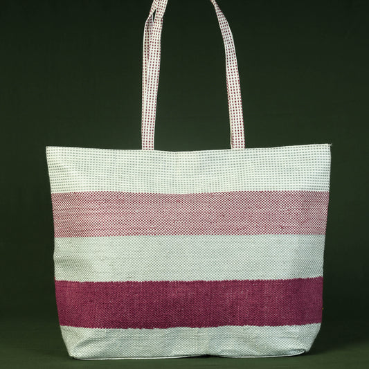 Taat Wool Thread Hand Embroidered Upcycled Shopping Bag