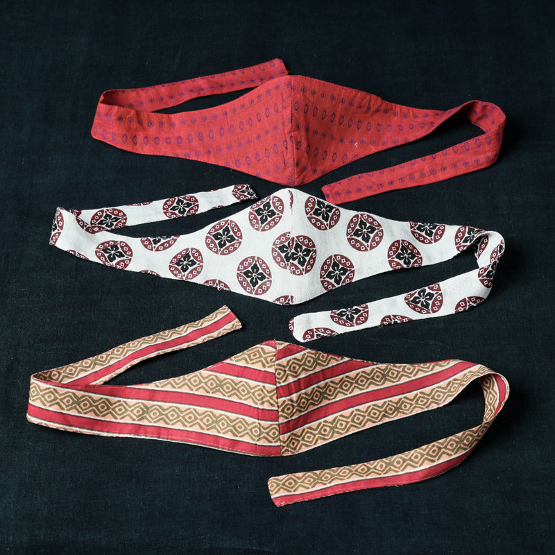  Assorted Setof 3 - Bandana Head Wrap 3 Layer Cotton Fabric Unisex Face Cover Free Size 