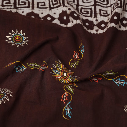 Brown - Traditional Rogan Art Hand Painted Batik Cotton Stole