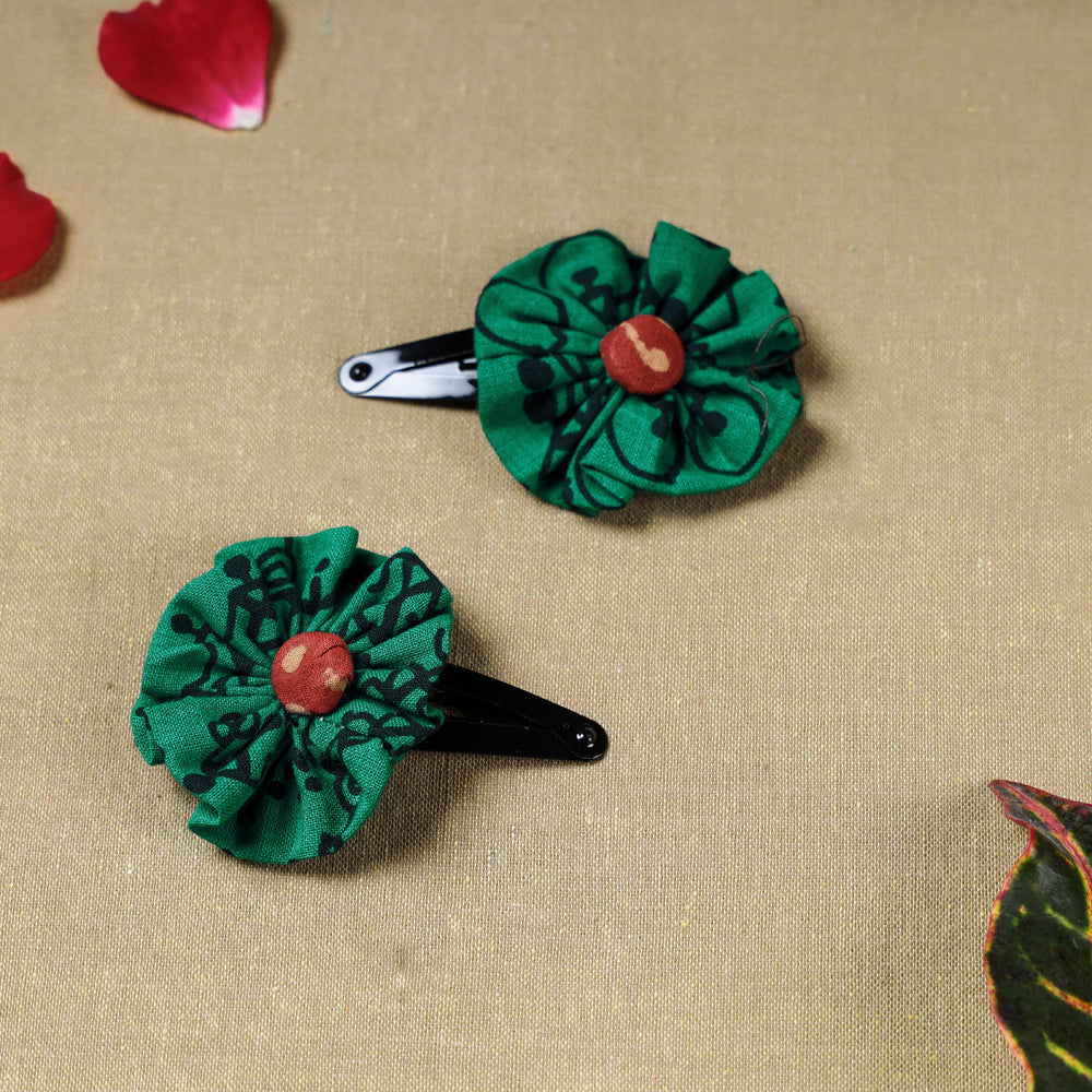 Gulmohar Flower Handmade Tik-Tak Hair Clip (set of 2)