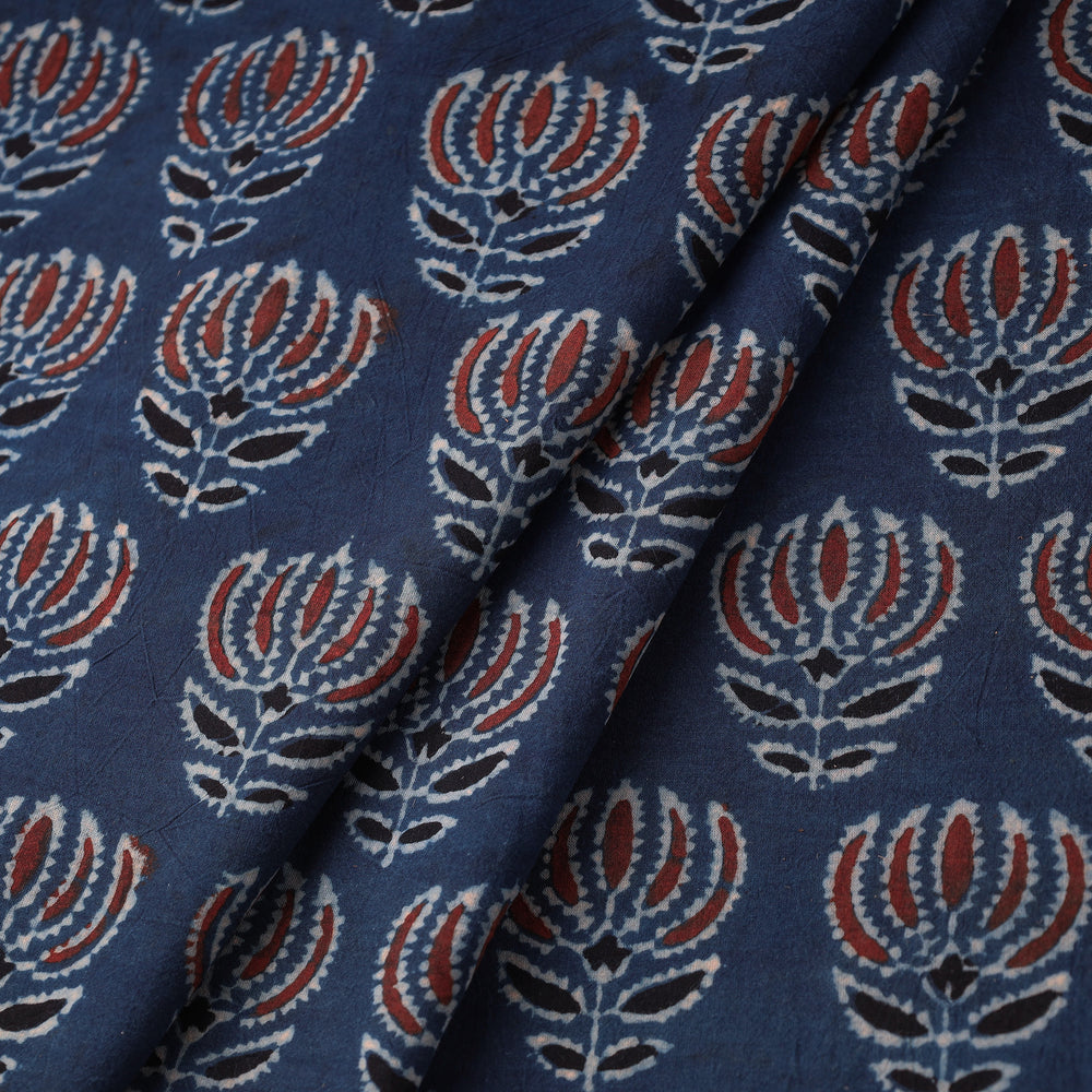 Blue - Ajrakh Block Printed Cotton Fabric