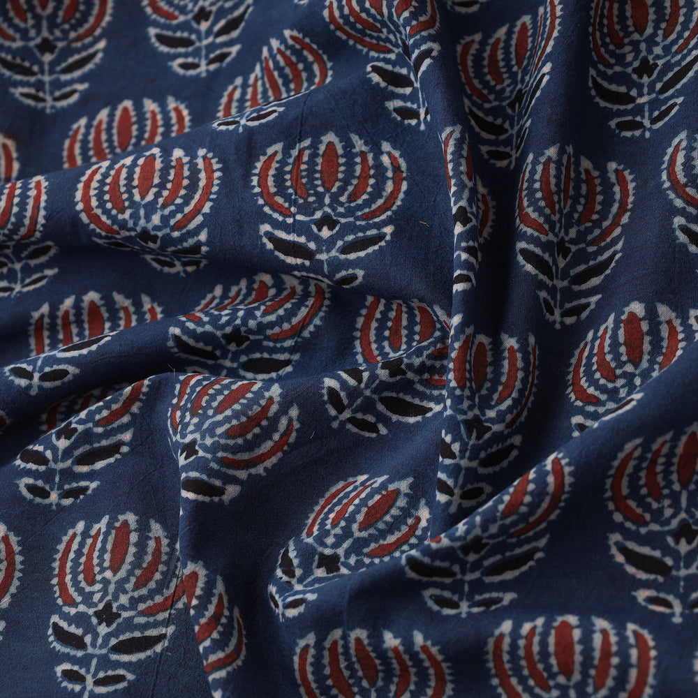 Blue - Ajrakh Block Printed Cotton Fabric