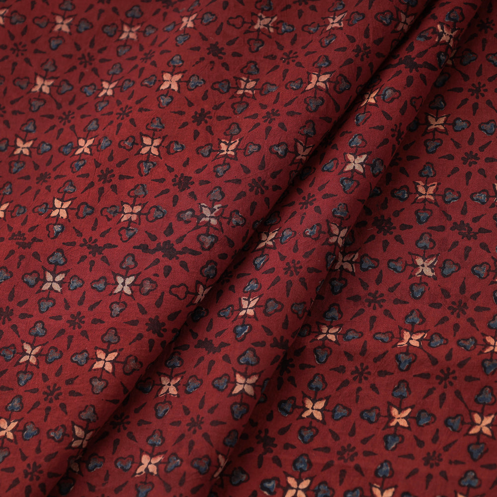 Red - Ajrakh Block Printed Cotton Fabric