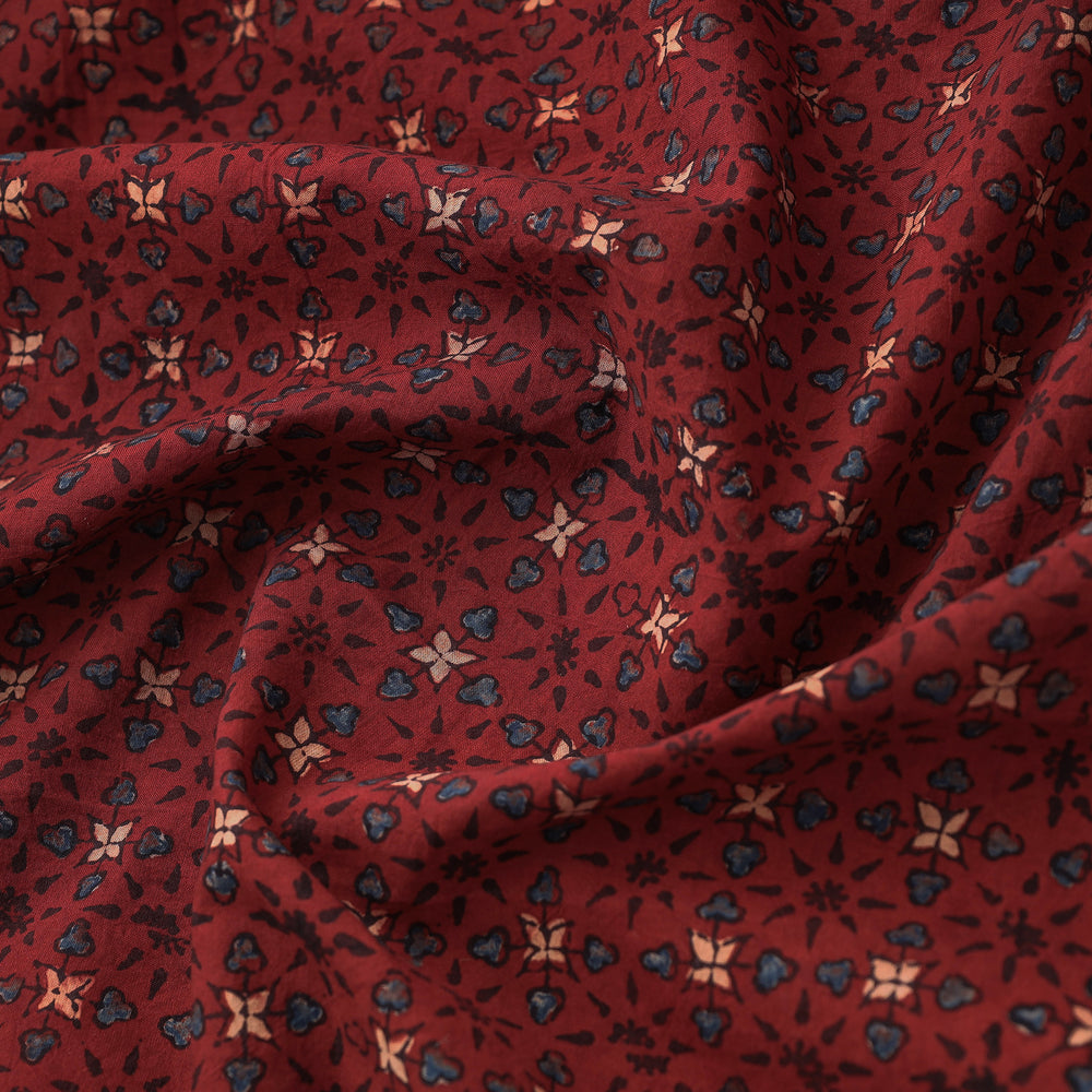 Red - Ajrakh Block Printed Cotton Fabric