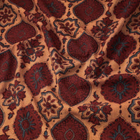 Beige & Maroon Ajrakh Block Printed Cotton Fabric