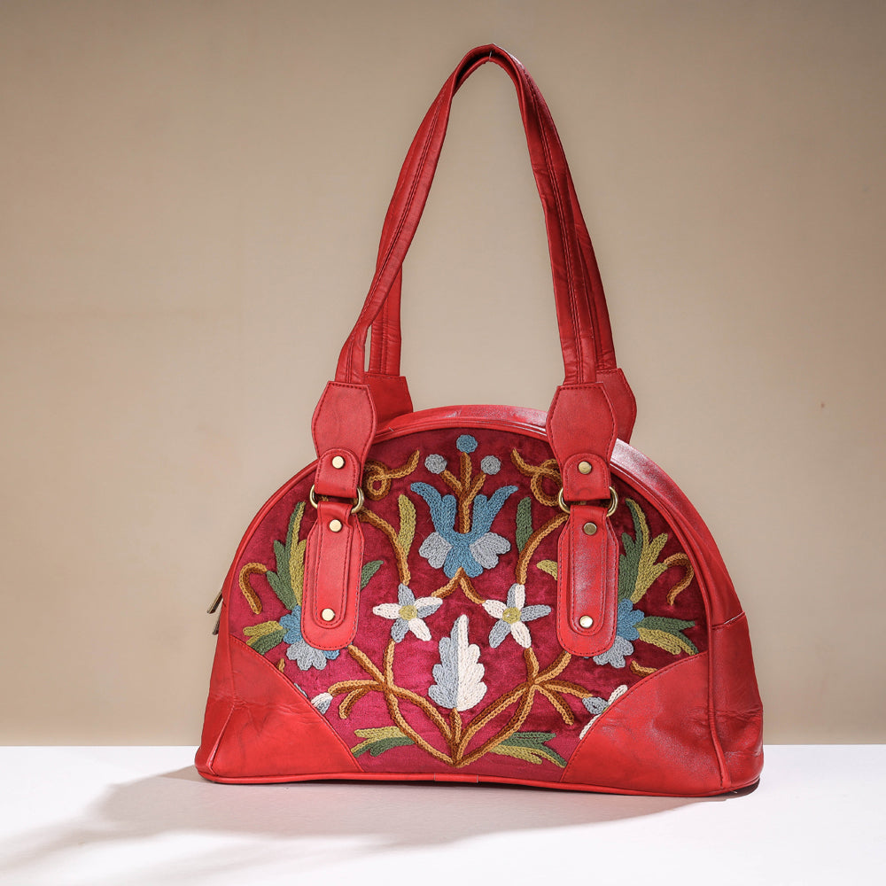 crewel embroidery hand bag