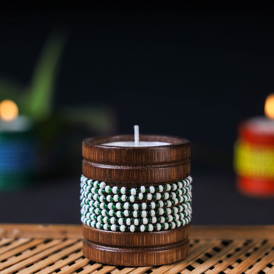 bamboo tealight candle holder 
