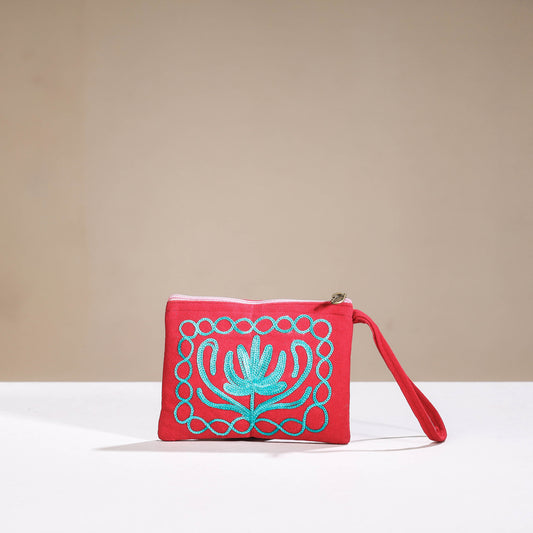 Original Chain Stitch Crewel Embroidery Velvet Coin Pouch