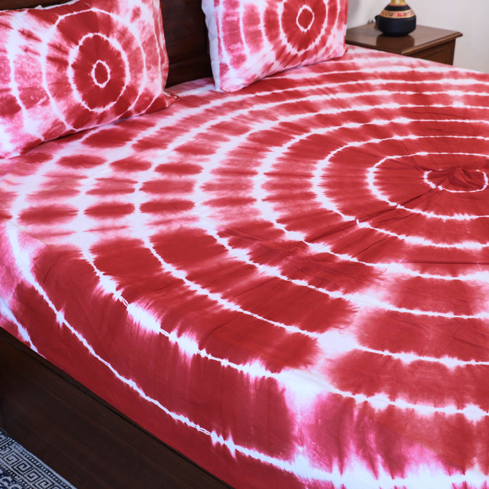 Shibori Tie Dye pure Cotton Double Bed Cover with Pillow Covers (105 x 90 in)