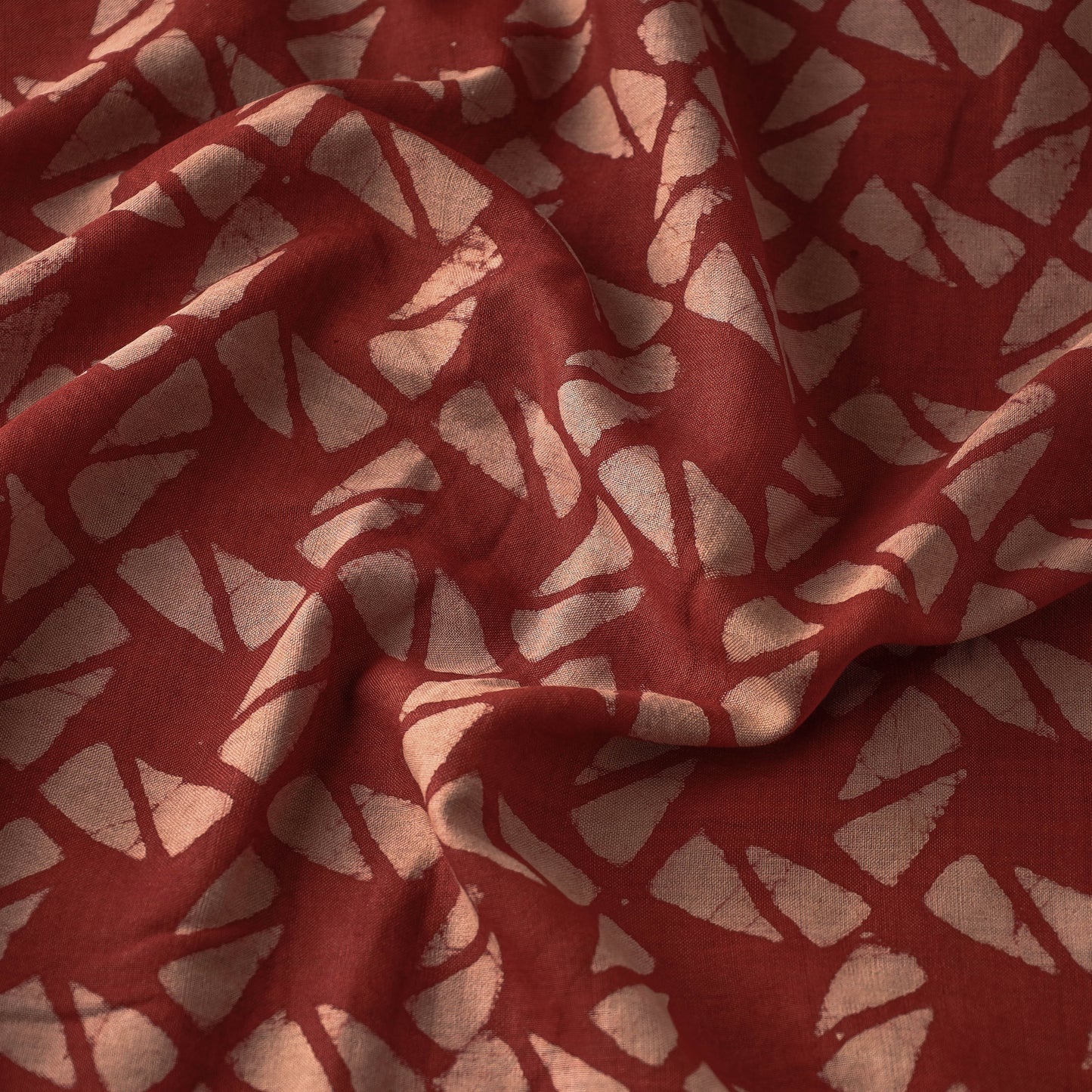 Maroon - Mulberry Silk Cotton Handloom Pipad Block Printing Precut Fabric (3.5 meter)