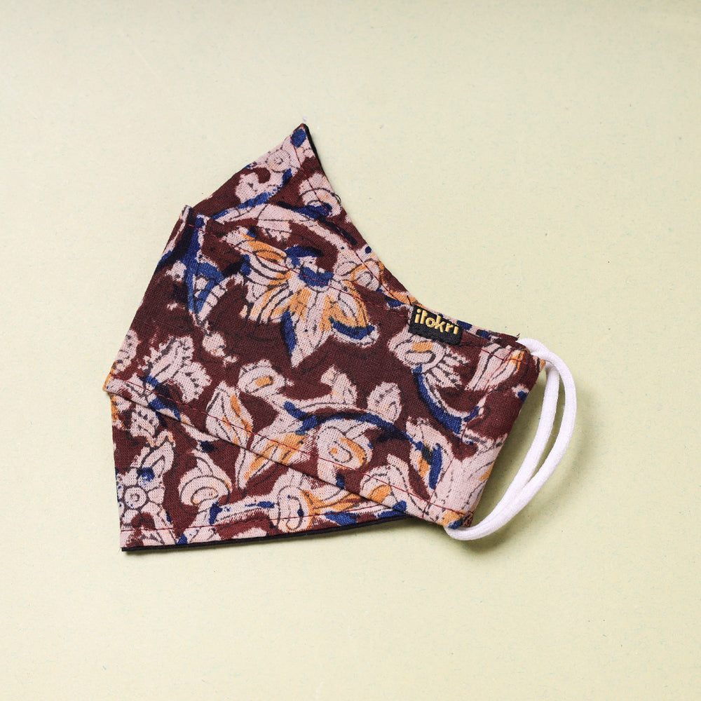  Kalamkari Block Printed Cotton 3 Layer Maska Snug Fit Face Cover 
