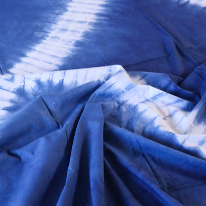 Blue - Shibori Tie Dye Pure Cotton Double Bed Cover with Pillow Covers (105 x 90 in)