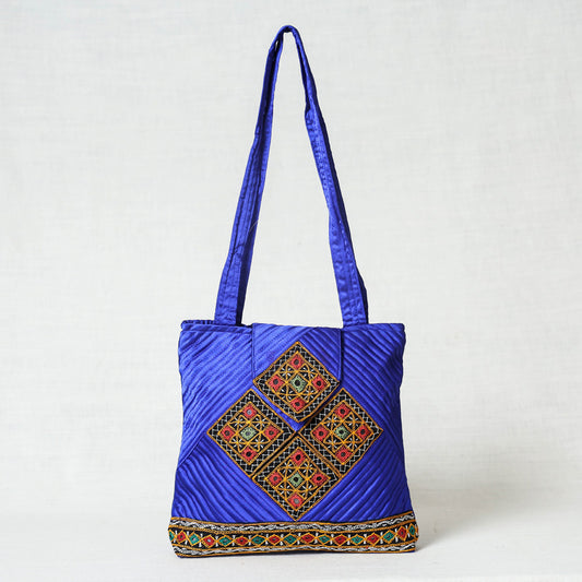Kutchi Embroidery Mirror Work Mashru Silk Shoulder Bag