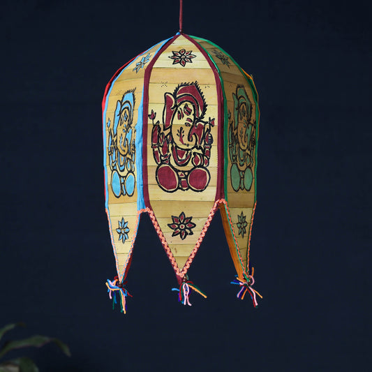Pattachitra Handpainted Palm Leaf Lampshade from Odisha