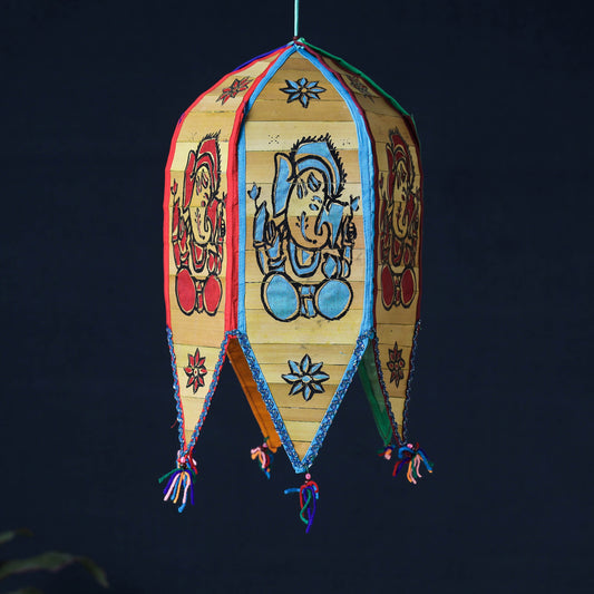 Pattachitra Handpainted Palm Leaf Lampshade from Odisha