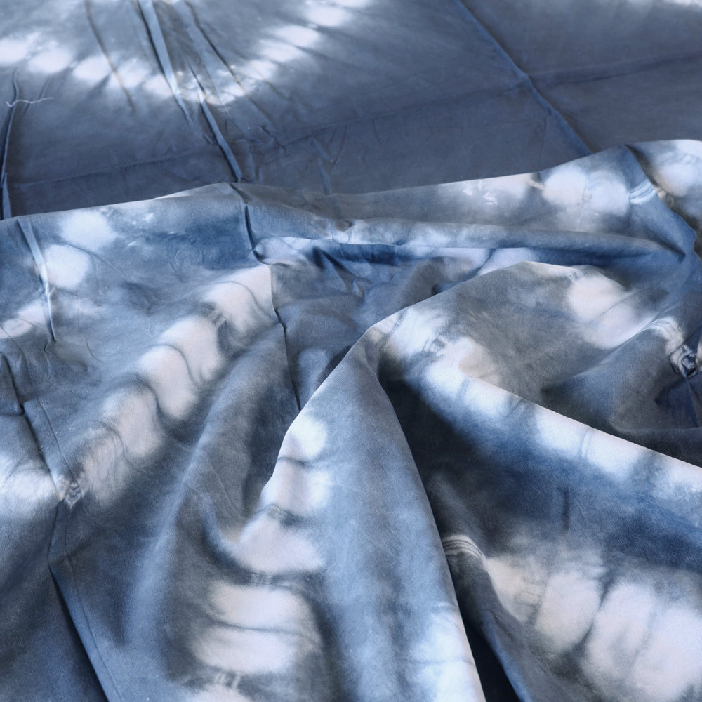 Grey - Shibori Tie Dye Pure Cotton Double Bed Cover with Pillow Covers (105 x 90 in)