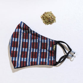  Block Printed Cotton 3 Layer Snug Fit Face Cover 
