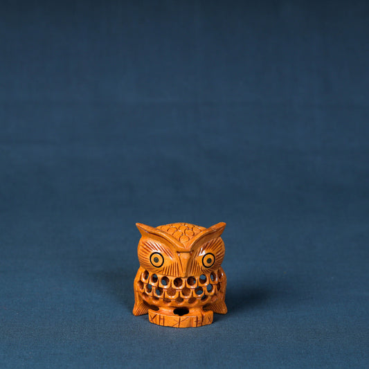 Owl - Hand Carved Kadam Wood Sculpture