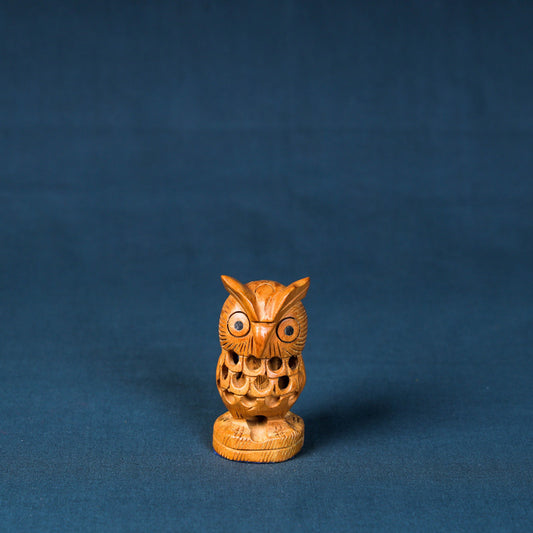 Owl - Hand Carved Kadam Wood Sculpture