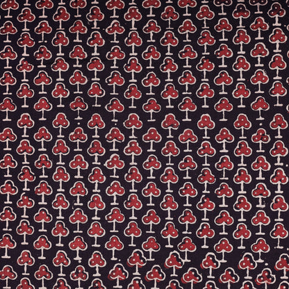 Pink - Red Clubs Ajrakh Hand Block Printed Natural Dyed Cotton Fabric