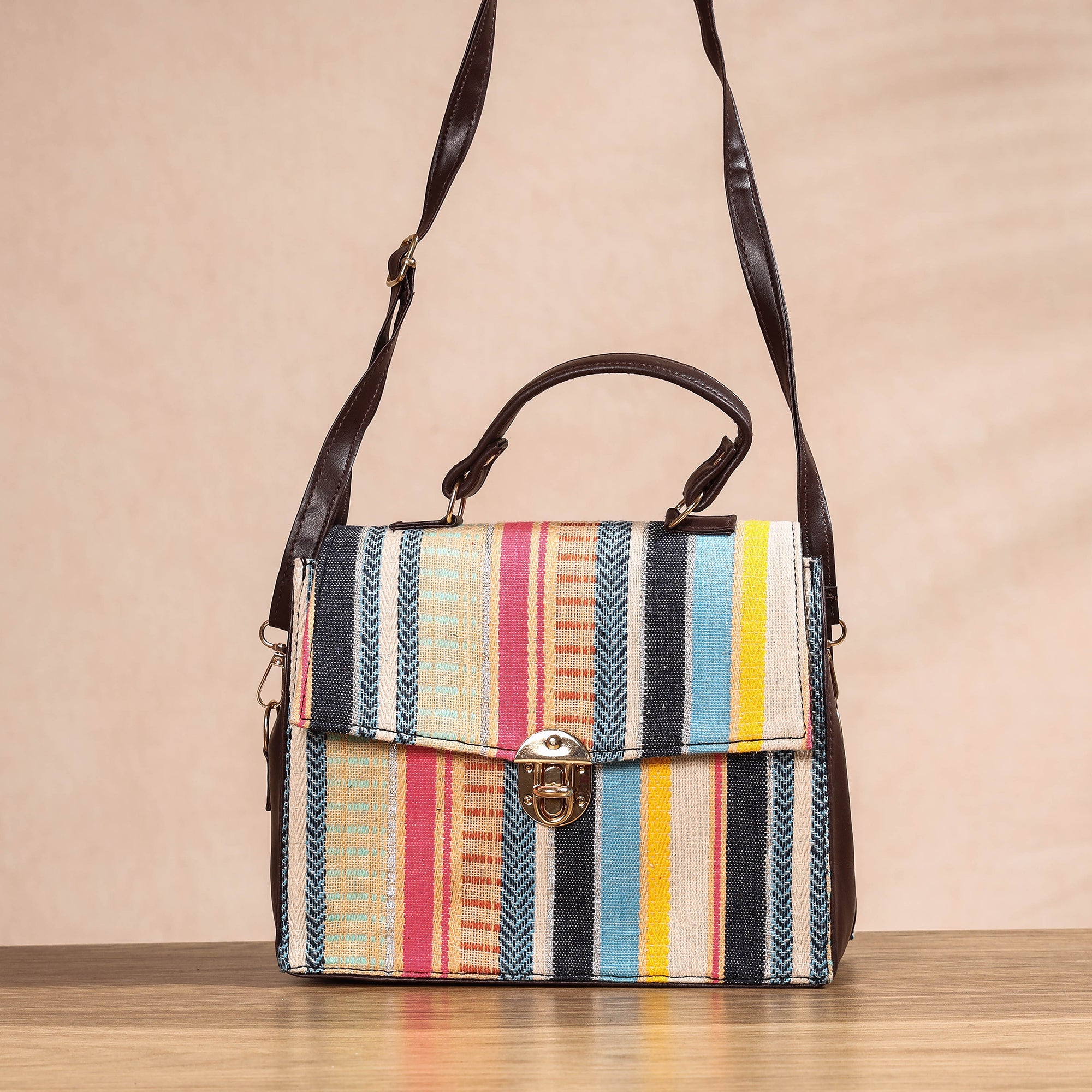 Multicolor Handcrafted Jacquard Woven Cotton Sling Bag