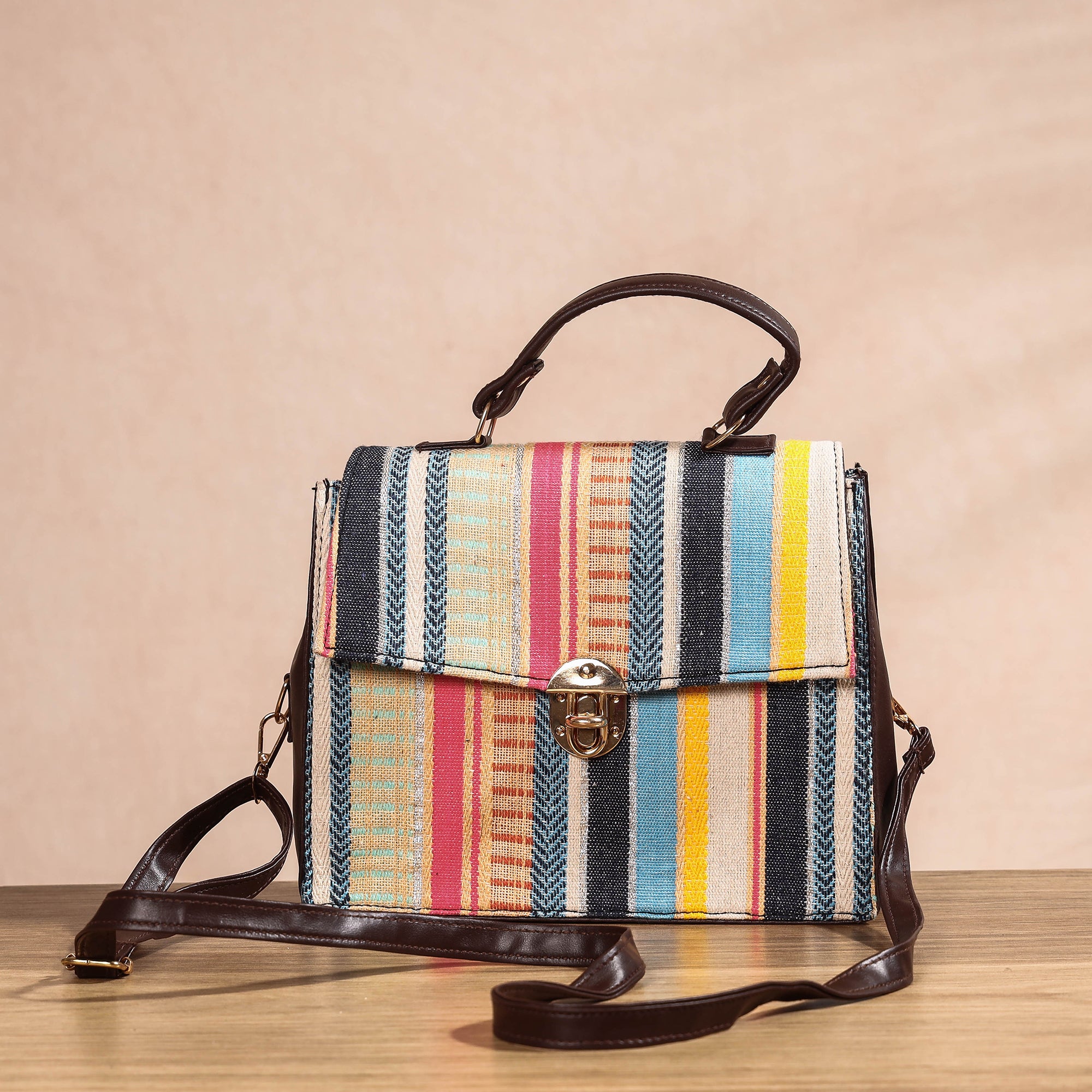 Multicolor Handcrafted Jacquard Woven Cotton Sling Bag