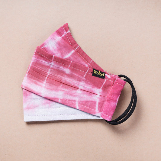 Shibori Tie-Dye Cotton 3 Layer Maska Snug Fit Face Cover