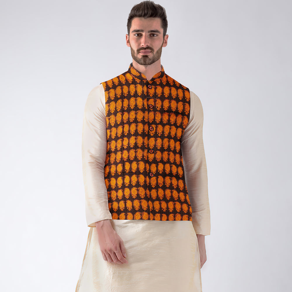 Men Nehru Jacket in Bagh Block Printing
 
 