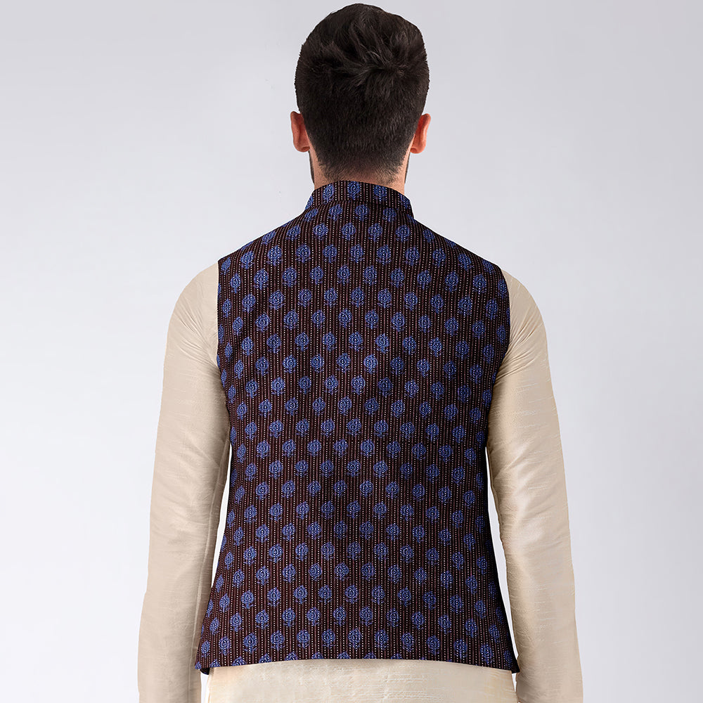 block print nehru jacket