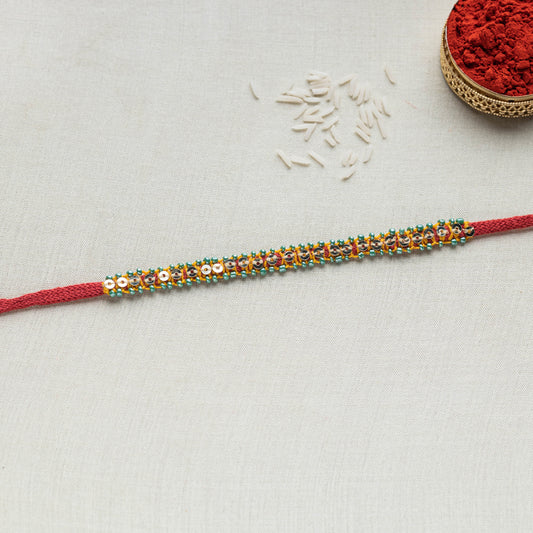 Hand Embroidered Beadwork Blanket Stitch Rakhi