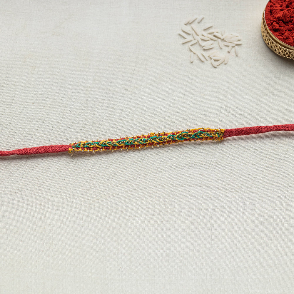 Hand Embroidered Beadwork Multi Chain Rakhi