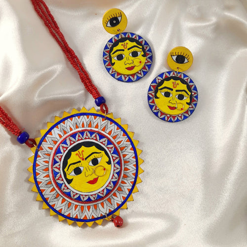 madhubani wooden necklace set