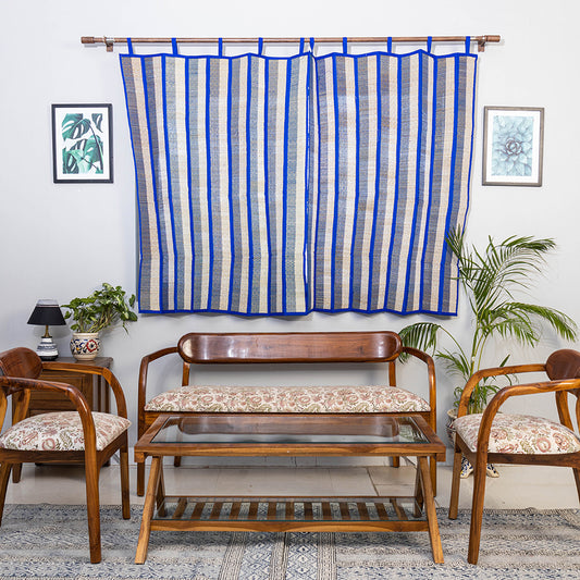 Blue - Madur Grass Window Curtain of Midnapore (5 x 4 feet)