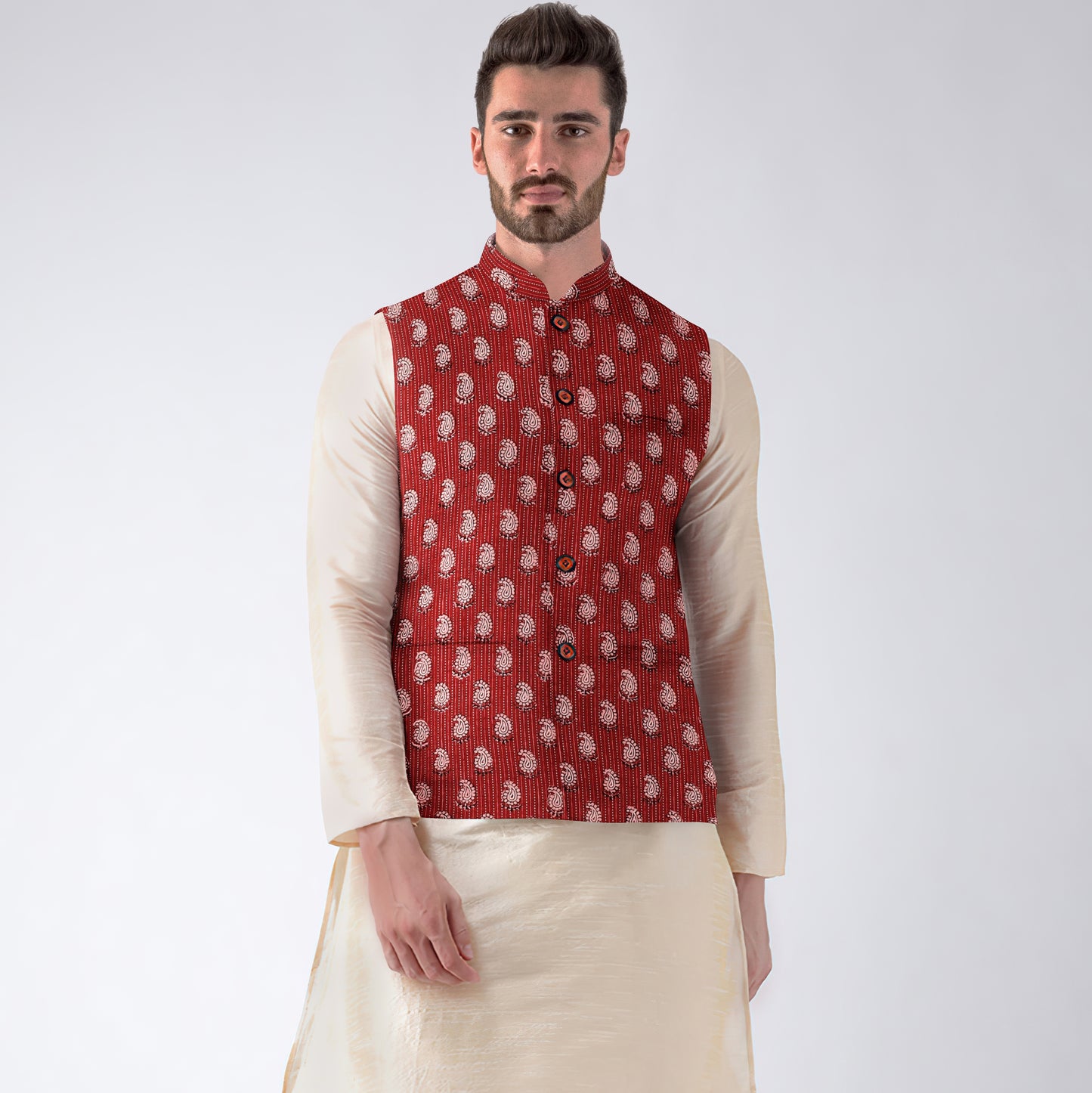 block print nehru jacket